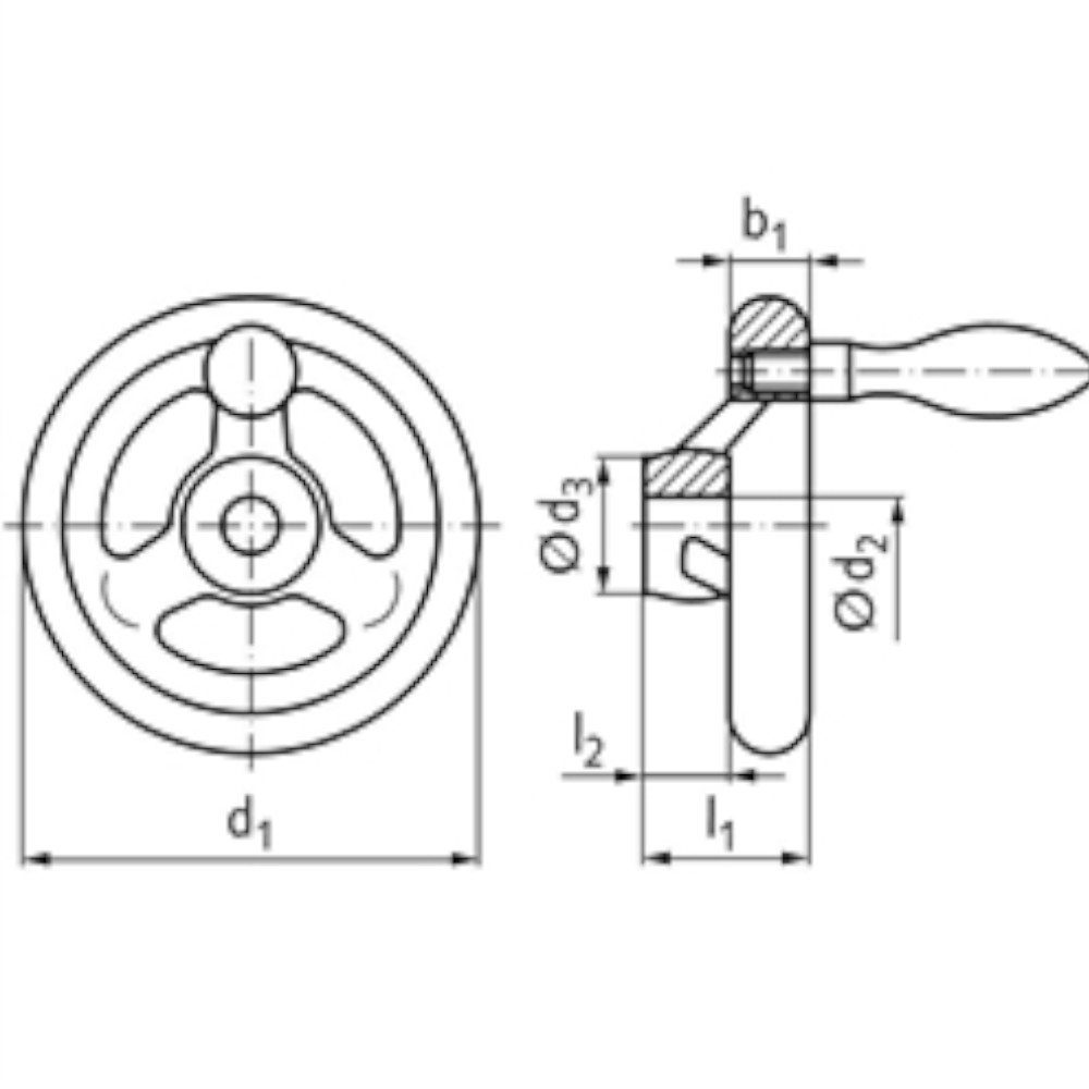 Speichen-Handräder DIN 950 aus Grauguss mit Gewindeauge